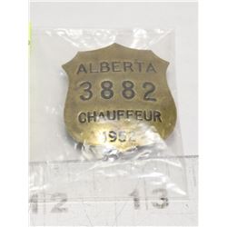 1952 ALBERTA BRASS CHAUFFER'S BADGE
