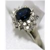 Image 4 : 26) 14K WHITE GOLD SAPPHIRE AND DIAMOND RING,