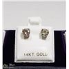Image 1 : 15) 14 KARAT WHITE GOLD PAIR OF DIAMOND EAR STUDS