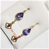 Image 2 : 41)18 KARAT YELLOW GOLD PAIR OF TANZANITE EARRINGS