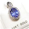 Image 1 : 44)14 KARAT WHITE GOLD TANZANITE & DIAMOND PENDANT