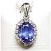 Image 2 : 44)14 KARAT WHITE GOLD TANZANITE & DIAMOND PENDANT