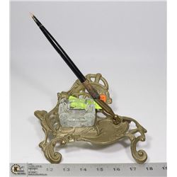 ANTIQUE FANCY INKWELL PLUS FOUNTAIN PEN INK