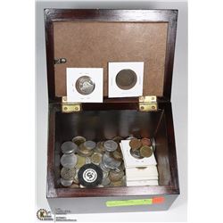 SMALL CHEST OF COIN COLLECTION - WORLD