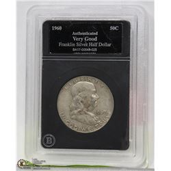 1960 FRANKLIN SILVER 1/2 DOLLAR COIN GRADED