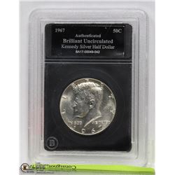 1967 KENNEDY SILVER 1/2 DOLLAR COIN GRADED