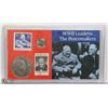 Image 1 : ENCASED CHURCHILL - ROOSEVELT COINS PLUS STAMP