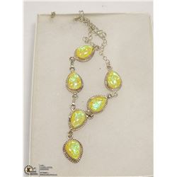 AUSTRALIAN FIRE OPAL GEMSTONE NECKLACE  .925