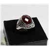 Image 1 : NEW MEN'S RING WITH RED STONE - SIZE 11 -