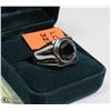 Image 1 : NEW MEN'S RING WITH BLACK STONE-SIZE 9.5 -