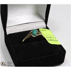 10 KT YELLOW GOLD RING WITH GREEN