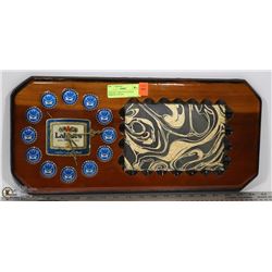 VINTAGE LABATT'S CLOCK & MIRROR IN WOOD 20" LONG