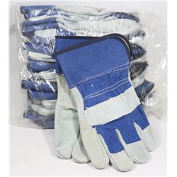 BUNDLE OF 12 WORK GLOVES, LEATHER PALM
