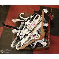 BOX OF ASSORTED CLOTHING HANGERS