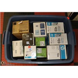 TOTE OF ASSORTED TONER & PRINTER CARTRIDGES
