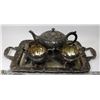 Image 1 : SILVER PLATED PLATTER W/TEA POT, SUGAR &