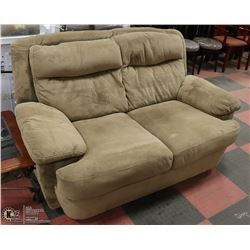 BROWN MICROFIBER LOVE SEAT (69"L X 40"W X 38"H)