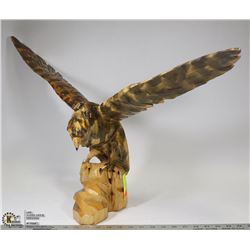HAND CARVED EAGLE STATUE 17" TALL