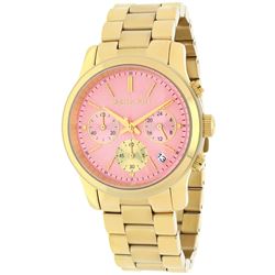 NEW MICHAEL KORS TRIPLE CHRONO PINK DIAL MSRP $365