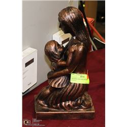 MOTHER AND CHILD BRONZE TONE STATUE