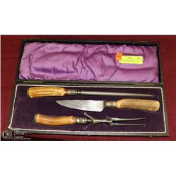 ANTIQUE BONE HANDLED CARVING SET, MADE IN ENGLAND