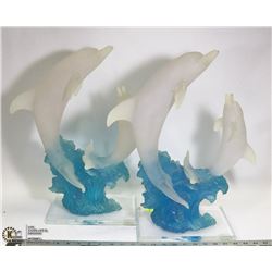 LOT OF 2 DOLPHIN STATUES 19" TALL