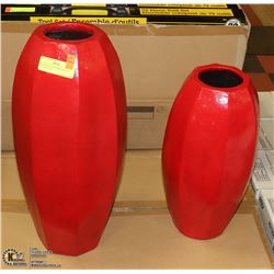 20" & 15" TALL RED VASES RETAILS $110(TAGS ON)