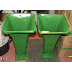 TWO METAL GREEN HOME DECOR GARDEN STANDS