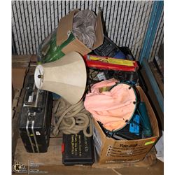 PALLET OF ASSORTED ITEMS WITH INCLUDE ; SMALL LAMP