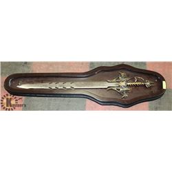 SWORD IN WOODEN FRAME - TOTAL LENGTH 52" SWORD