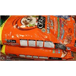 TWO 18KG BAGS OF OL'ROY MEATY CHUNKS AND GRAVEY