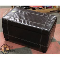 BLACK FAUX LEATHER OTTOMAN