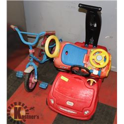 PUSH RIDING AND TRIKE WITH TRAINING WHEELS