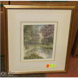 ART LITHOGRAPH- "TREES REFELCT" BY ARTIST MARY