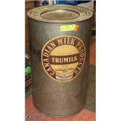 ANTIQUE CANADIAN MILK PRODUCTS 50 LB "TRUMILK" TIN