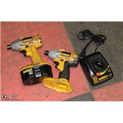 PAIR OF DEWALT 18 VOLT CORDLESS DRILLS WITH