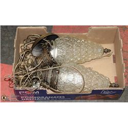 LOT OF 2 VINTAGE HANGING LIGHTS
