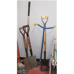 LOT OF 5 GARDEN TOOL, INCLUDES 3 SHOVELS