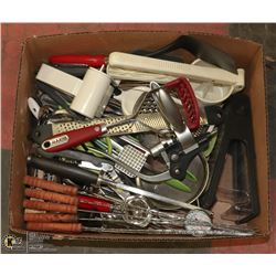 BOX FULL OF KITCHEN UTENSILS FOR COOKING