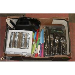 BOX W/ GEORGE FOREMAN GRILL, TOASTER,