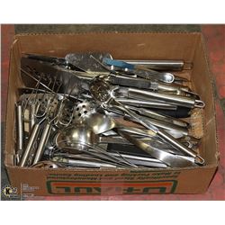 LOT OF STAINLESS STEEL UTENSILS INCL. BBQ