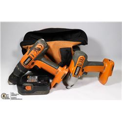 RIDGID 18 VOLT TOOL SET - DRILL, IMPACT DRILL, CHA