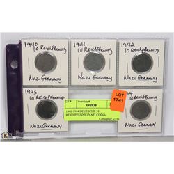 1940-1944 DEUTSCHE 10 REICHPFENNIG NAZI COINS-
