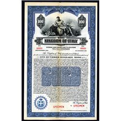 Kingdom of Italy, 1925. Specimen Bond