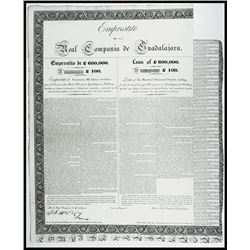 Real Compania de Guadalajara, Loan of £600,000. 1825, £100 Sterling I/U Bond.