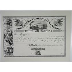 Philadelphia, Wilmington & Baltimore Railroad Co. Specimen Stock Certificate