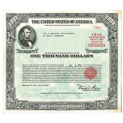 U.S. $1000 Treasury Note, 1984, 13 3/4% Series F-1991 Registered Bond.