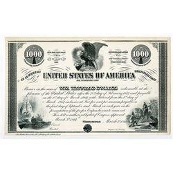 Washington, D.C., U.S.A. $1000, 5% Loan Under Act of March 3rd, 1864, 10-40 Registered Bond, Bond De