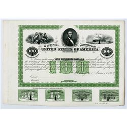 Washington, D.C.,U.S.A. $100, 6% Loan Under Act of March 3rd, 1863, Bond Detector Plate Proof from B