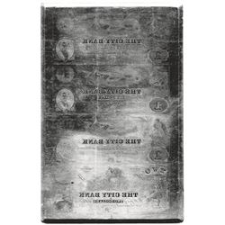 City Bank (of Augusta, GA). 1860s. Printing Plate with 4-Subject $1-1-1-2 Notes